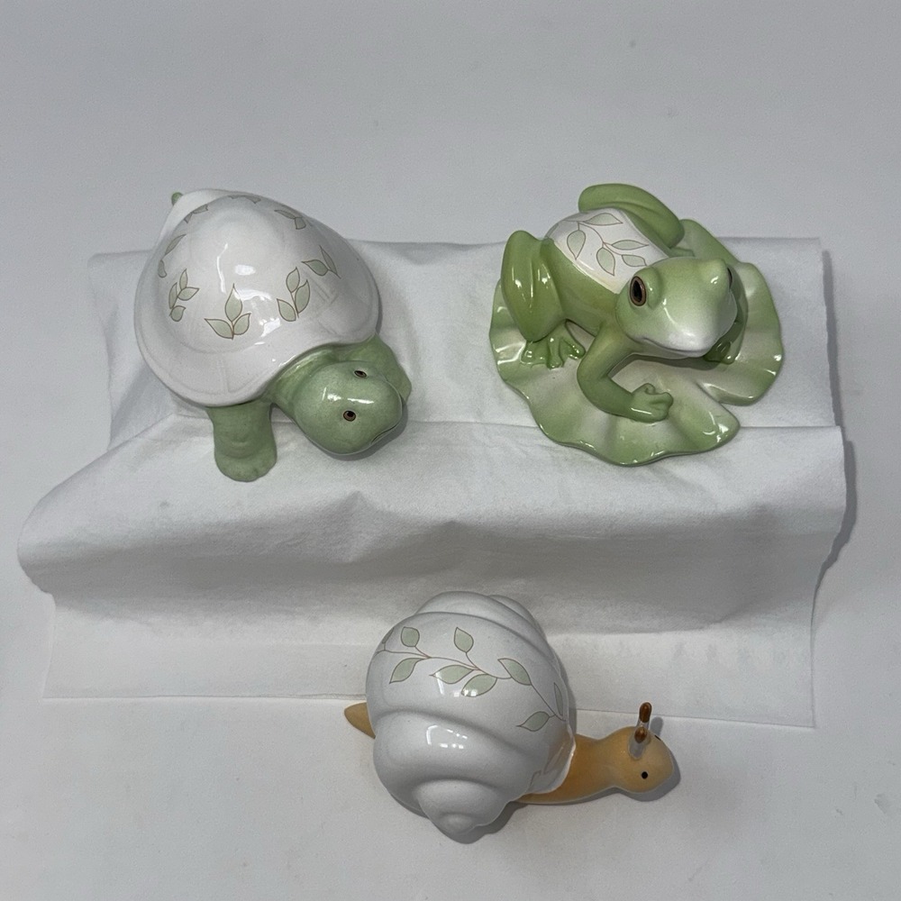 NIB Lenox Ceramic Butterfly Meadow Green Yellow Frog, Turtle, Snail Figurines - Picture 5 of 16